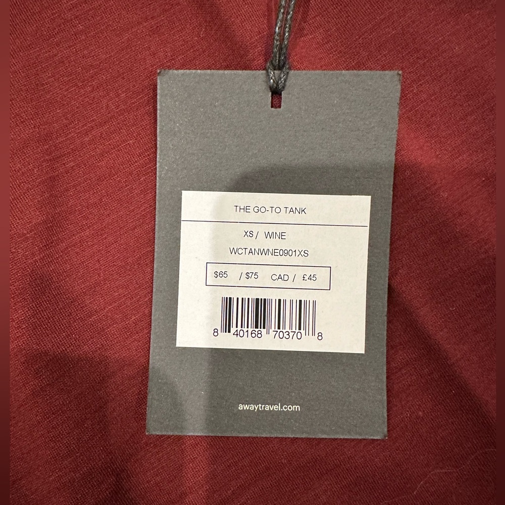 Away Travel The Go-To Tank Wine Size XS - Picture 2 of 5